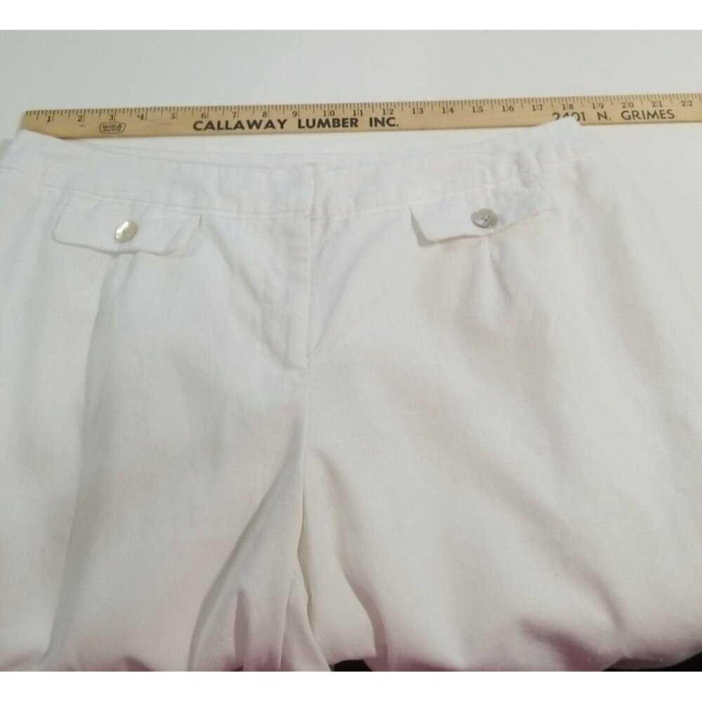 Cato Capri Pants Womens Plus 16W White Classic Linen Blend Cuffed - Picture 6 of 16